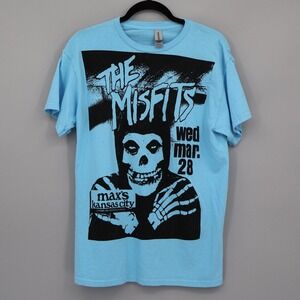 The Misfits Max's Kansas City Concert T-Shirt Mens M Blue Band Horror Punk 90's